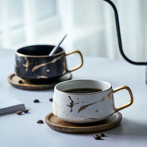 Diseño único <span class=keywords><strong>hotel</strong></span> restaurante utilizado mármol de porcelana con leche capuchino tazas con platos - Product Image 4
