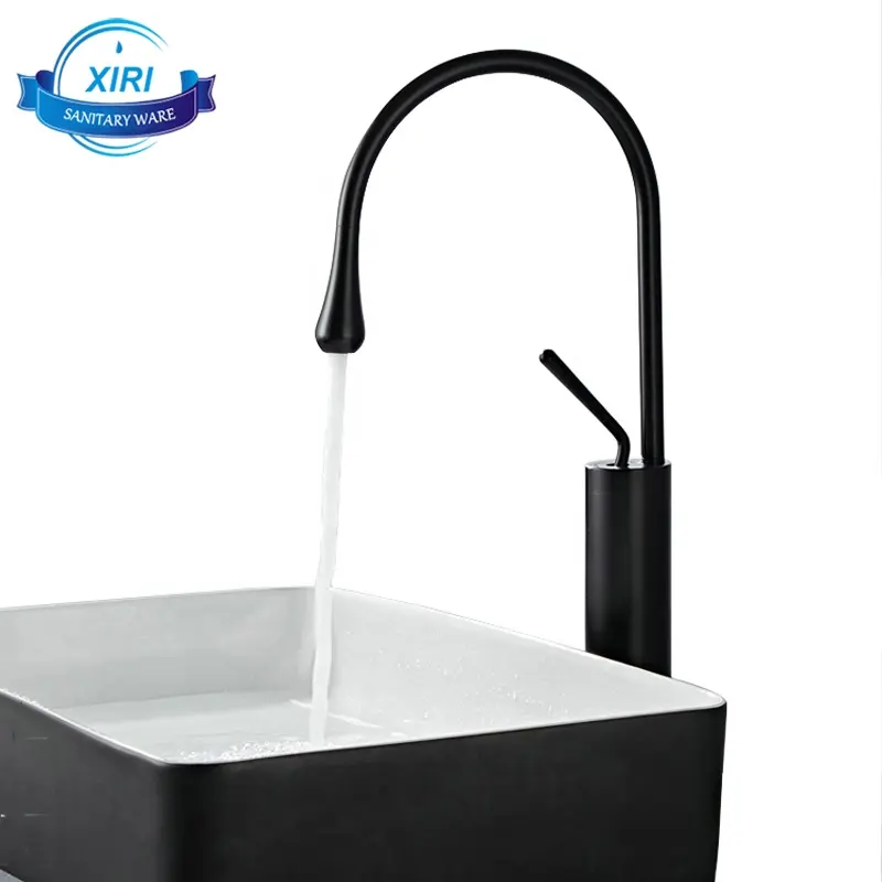 Modern Nordic style Brass Black Bathroom Sink Mixer Tap Deck Mount Single Hole Basin Faucet BF0402