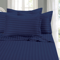Ensemble de draps de lit en coton 100% - 240TC - Rayures de 3 cm - Teinture unie - Taille Queen
