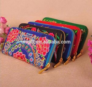 レトロなインテリアコンパートメント刺Embroidered財布財布手作りエスニックフラワー刺Embroidery - Product Image 3