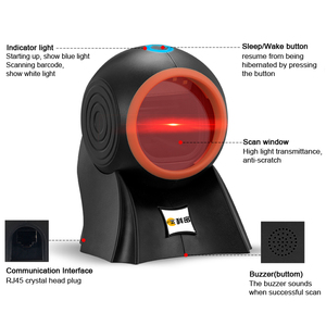 BaoShare PT-138 USB/R S232 CMOS Imaging Sensor 1D/2D <span class=keywords><strong>Desktop</strong></span> Barcode Scanner hände freies pos qr code scanner - Product Image 1