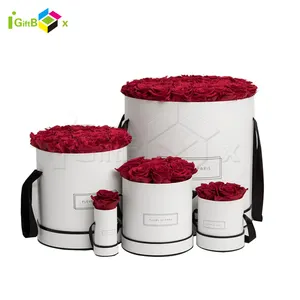 Scatola Rotonda di Lusso per Fiori con Logo, Alta Qualità, Confezione Bianca per Singolo Fiore - Product Image 1