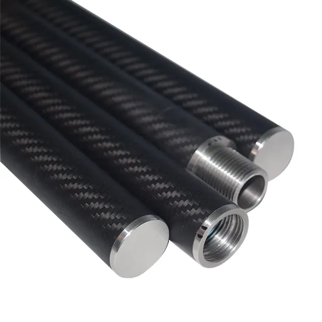 Conector roscado personalizado de fibra de carbono, bastones telescópicos de 40mm, 50mm, 60mm, 70mm y 80mm, venta al por mayor
