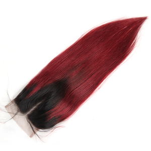 Barato 99J Color indio Cierre del frente del cordón del pelo humano se puso rojo cabello mojado y ondulado - Product Image 3