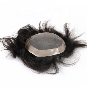 10A Super piel fina tupé pelo peluquín de cabello humano negro de los hombres - Product Image 3
