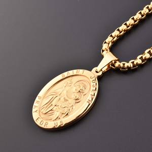 18K Emas Perhiasan 316l Stainless Steel Kalung dengan Our Lady Of Guadalupe Liontin - Product Image 3