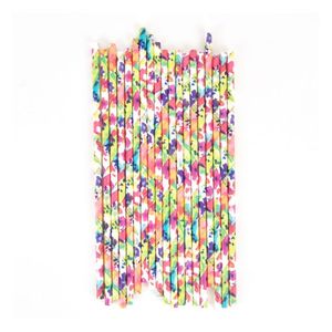 Checkered <span class=keywords><strong>Orange</strong></span> 25 PCs paper straws biodegradable friendly environmental food grade paper drinking straws - Product Image 3