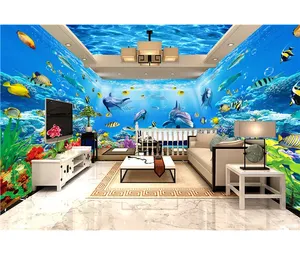 Papel de parede panorâmico 3d, imagem submarina, decoração de quarto inteiro, foto mural