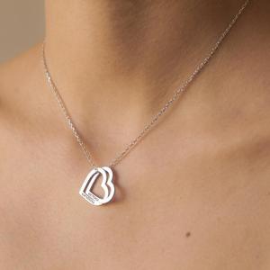 In Acciaio Inox Incisione Amicizia Gioielli Su Misura Personalizzati <span class=keywords><strong>Doppio</strong></span> Cuore <span class=keywords><strong>Collana</strong></span> <span class=keywords><strong>Nome</strong></span> <span class=keywords><strong>Collana</strong></span> Cuore - Product Image 2