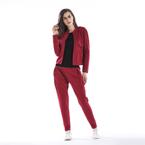 OEM ODM manga larga de Color sólido Chaqueta corta pantalones Sexy de dos piezas pantalones conjunto de ropa de las mujeres - Product Image 1
