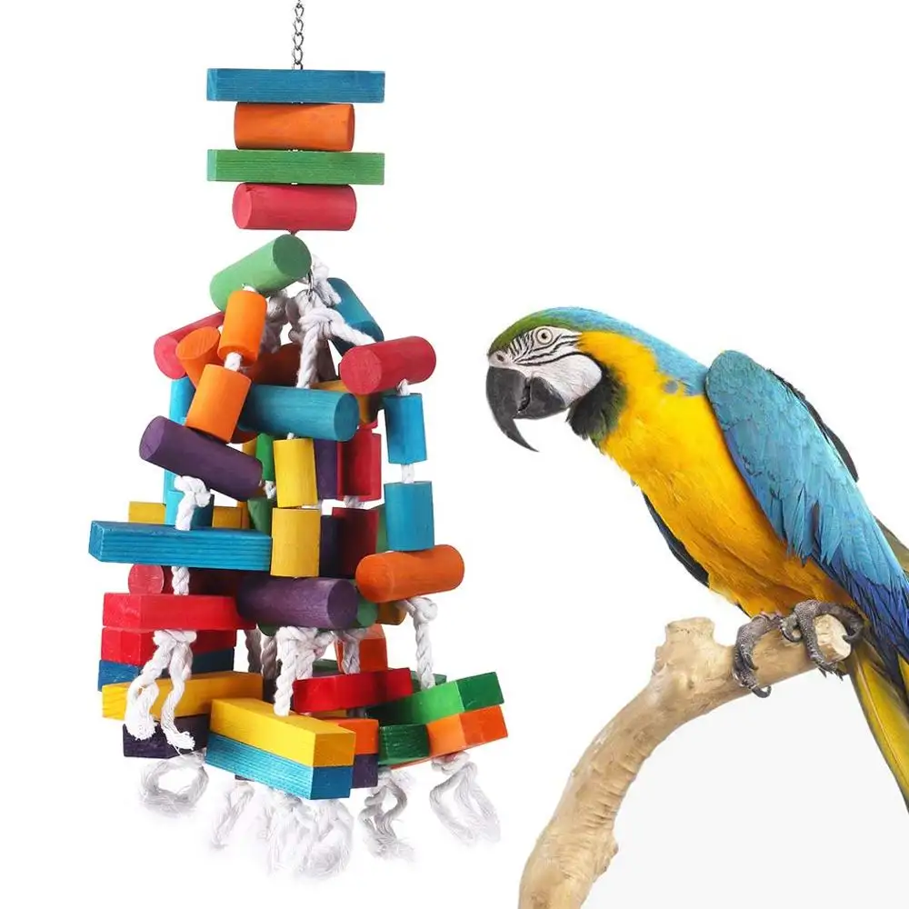 High quality color satinwood pet big macaw parrot toys for birds