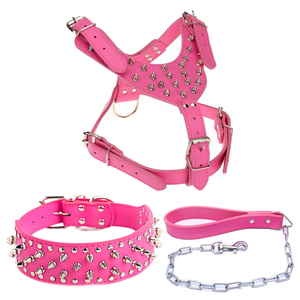 Alta calidad Real con punta de cuero Collar de perro y Correa, arnés Set de cuero perro Collar de entrenamiento - Product Image 5