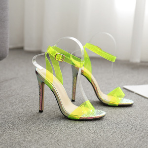 CSS108 sottile di alta inferno caviglia trappola del pvc sandali trasparenti per le donne - Product Image 6