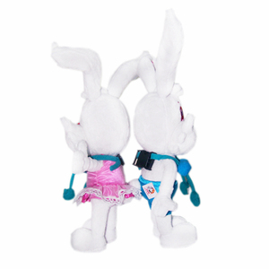 Morbido giocattolo bello stile di modo <span class=keywords><strong>peluche</strong></span> <span class=keywords><strong>coniglio</strong></span> <span class=keywords><strong>bianco</strong></span> con i vestiti e le orecchie lunghe - Product Image 2