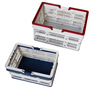BONNY Cheap Plastic Folding Basket With Handles Supermarket Shopping Fruit Vegetable Storage