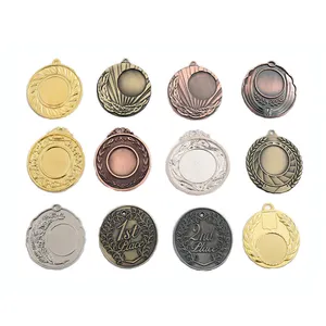 Медаль под заказ оптом логотип Сувенир 3d тиснение чистый Золотой Серебряный Бронзовый Круглый спортивный металлический медаль