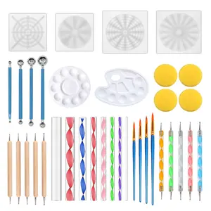 36Pc Mandala Stencil Puntjes Tool Schilderen Template Set Acryl Staaf Aardewerk Klei Craft Stempel Nail Art Tool