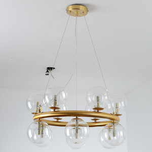 Moderne en métal doré bague bulle en <span class=keywords><strong>verre</strong></span> clair <span class=keywords><strong>suspension</strong></span> lumineuse décorative - Product Image 4