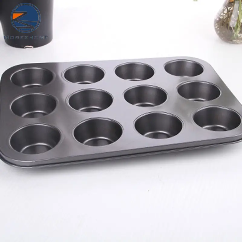 Morezhome hot vender 12 Copos Não-vara De Metal Queque Molde Egg Tart Assadeira Molde Do Bolo de Xícara de Bicarbonato de Muffin