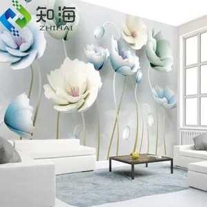 Guangzhou factory supply flower print living room tv background art 8d embossed surface modern 3d home decor wallpaper designs