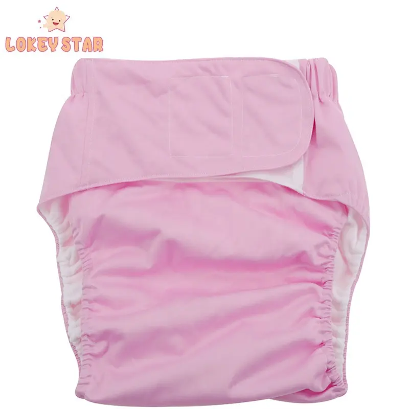 Lokeystar Pink Adjustable Waterproof Adult Diapers Reusable Adult Diaper Covers