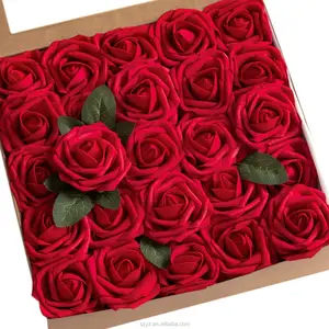 24k 金真正的红玫瑰花，情人节生日圣诞装饰花的爱情礼物