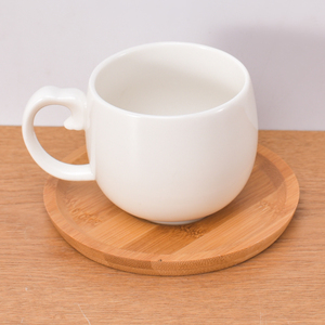 Set di Tazza da <span class=keywords><strong>Caffè</strong></span> in Ceramica Bianca JC con Piattino <span class=keywords><strong>e</strong></span> Vassoio in Legno, Tazza in Ceramica con Supporto in Legno Massiccio per Stoviglie - Product Image 2