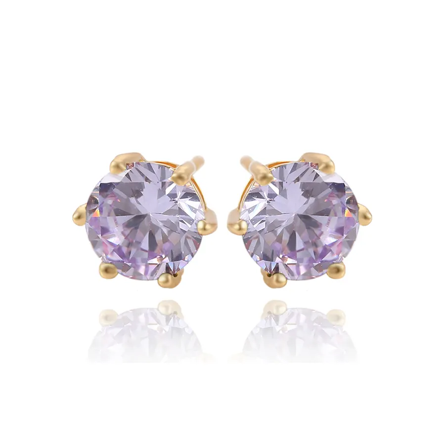 92005 Wholesale simply costume jewelry colorful gemstone gold plated stud earrings
