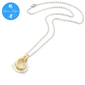 Coeur Dans Coeur En Acier Inoxydable Bijoux Collier Avec Pendentif Mode Bijou Chaîne Ras Du Cou pour Couple D'amour