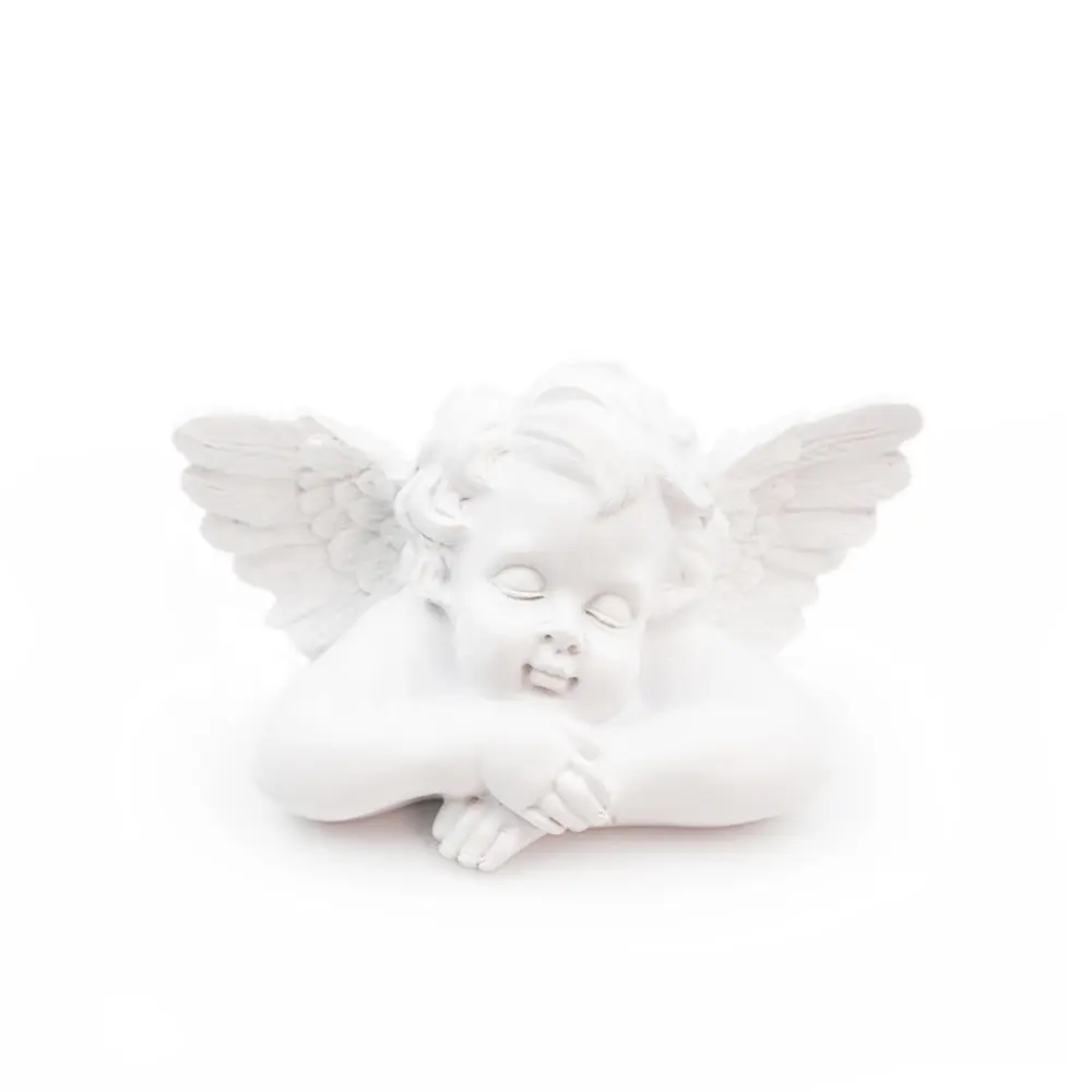 Reçine beyaz kanatları cherub bebek guardian büstü el sanatları dekorasyon melek heykelcik