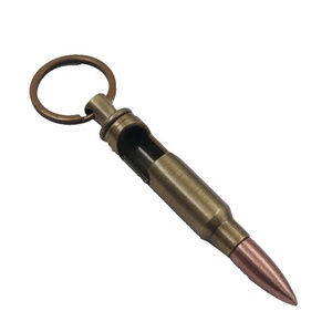 Customized Logo Zinc Alloy PMMA Bullet Bottle Opener Keychain Custom Color Durable Design Digital Printing Promotional Carabiner