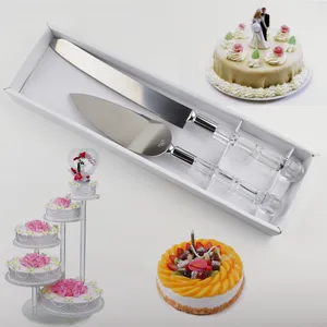 Utensilios de cocina herramientas para pasteles personalizados de acero inoxidable largo fiesta de cumpleaños Pastel de Bodas cuchillo y juego de servidor