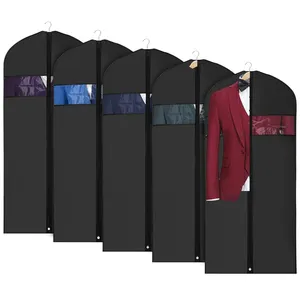 Factory hot sales custom eco-friendly polyester foldable black, suit garment bags with custom logo printing/