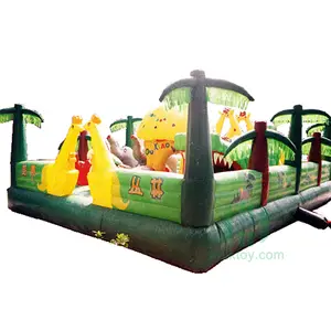 HI HI Hot sale fun city amusement park 0.55mm PVC inflatable fun city for kids