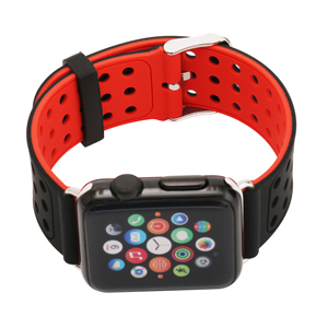 Los hombres de Color Dual <span class=keywords><strong>correa</strong></span> de silicona para <span class=keywords><strong>apple</strong></span> <span class=keywords><strong>watch</strong></span> transpirable Sweatproof de bandas de Metal de plata hebilla - Product Image 4