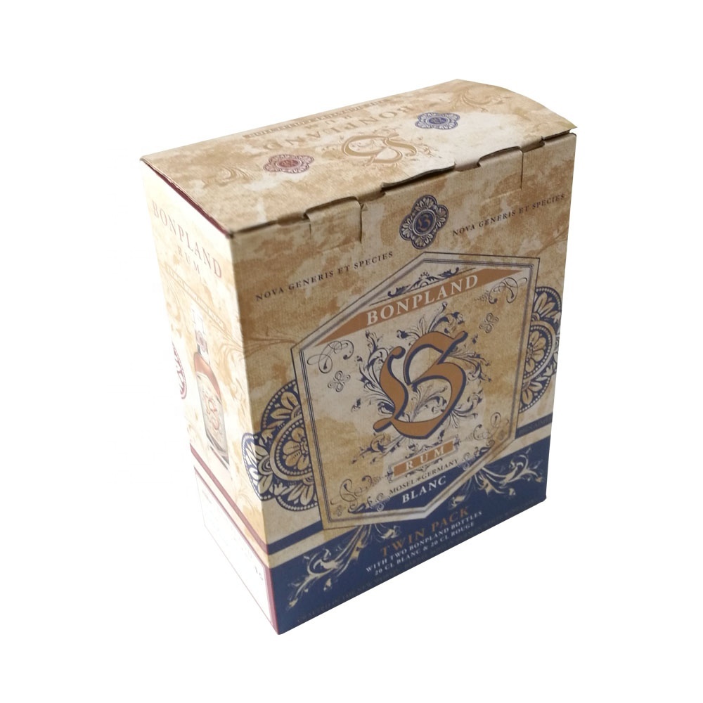 Recyclable conception adaptée aux besoins du client avec le twin pack boîte d'emballage pour les vins