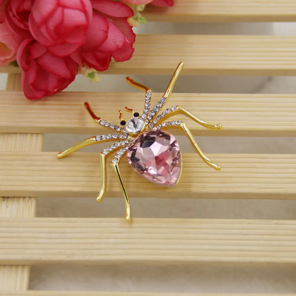 Mode hoogwaardige shiny crystal bezaaid spider animal broche ANB18