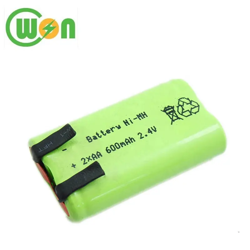 2.4 V Aa Batterij Oplaadbare Batterij NI MH 2.4 V Batterij 600 mAh Voor Scheerapparaat