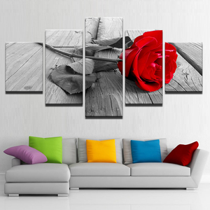 HD 5 Paneles Red Rose Flowers canvas pintura decorativa <span class=keywords><strong>a</strong></span> de Arte Moderna Decoración de Pared Hogar Marco o Sin Marc - Product Image 1