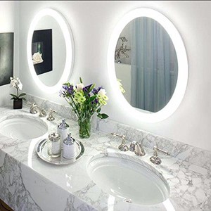 <span class=keywords><strong>Miroir</strong></span> rond éclairé personnalisé sans cadre, style hôtel moderne, pour salle de bains, livraison gratuite - Product Image 2