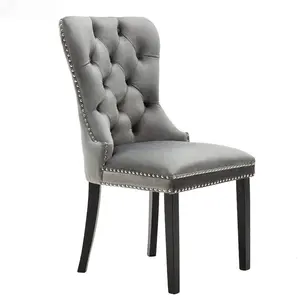 Tufted Back Nails Around Upholstered Dining Room Restaurant Table And Chairs Modern