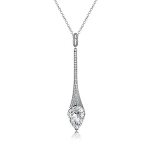 Keiyue 925 sterling silver big teardrop cz custom iced out long pendants personalised necklace