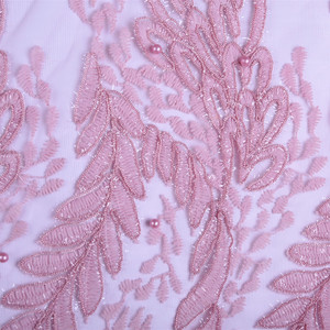 Tela de encaje con cuentas africanas, encaje de lentejuelas de tul con adornos de diamantes de imitación rosas 1576 - Product Image 2