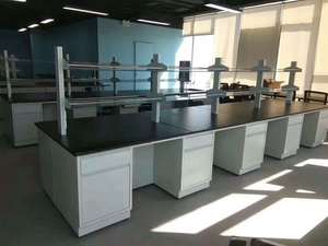 Table de laboratoire en acier bleu, équipement de laboratoire scolaire, établi avec tiroirs - Product Image 2