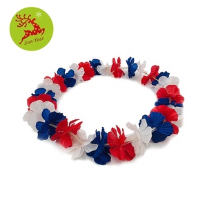 4th of July Decoration Led Flashing Artificial Fabric Hawaii <strong>Flower</strong> <strong>Leis</strong> - Product Image 2