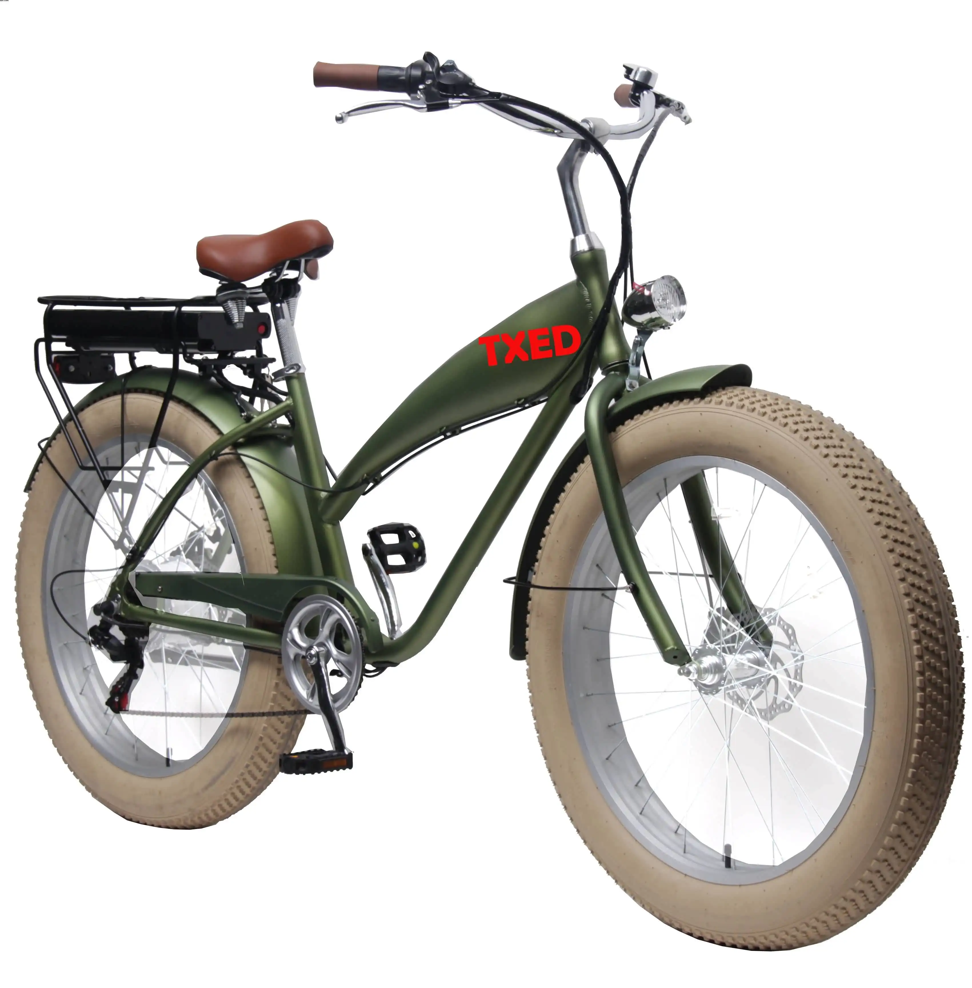 TXED Retro 7 Speed 26" fat tire chopper electric bike 500w 48V e-bike cruiser beach electric bike