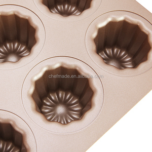 CUISSON EN ACIER AU CARBONE CHAMPAGNE OR 12 TASSE NON BÂTON CANNELE MOULE CUPCAKE PAN - Product Image 3