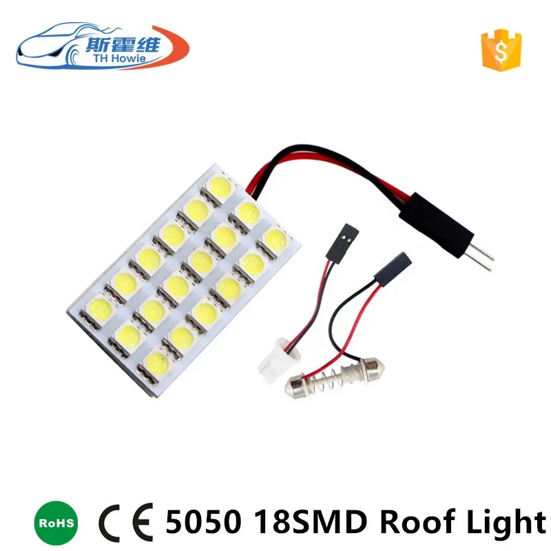 Car Roof Lamp 18 SMD 5050 Chip Led Panel Interior Dome Light DC 12V T10 Festoon Adapter Accessories Auto Reading Bulb