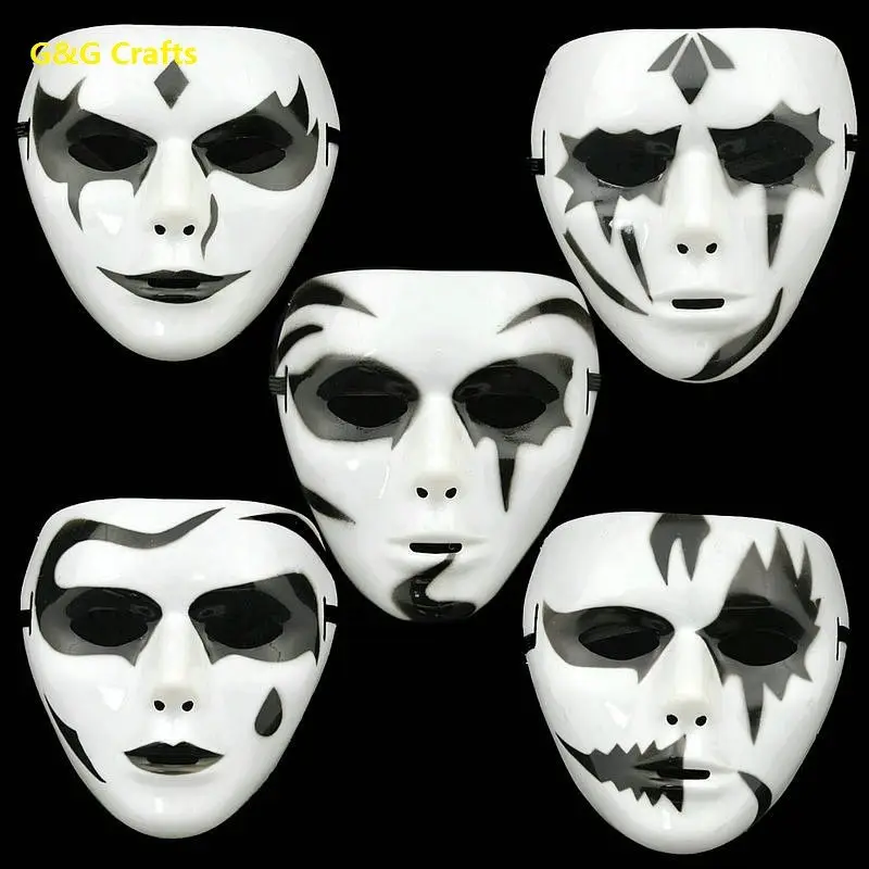 Pesta Kostum Halloween Tangan Dicat Putih Pejalan Kaki Masker Hip-Hop Masker