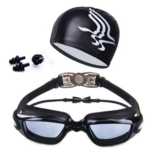 Fabbrica diretta HD impermeabile e anti-fog vetri di <span class=keywords><strong>nuoto</strong></span> per gli uomini e le donne di grandi dimensioni telaio occhiali placcatura con piscina cap - Product Image 3